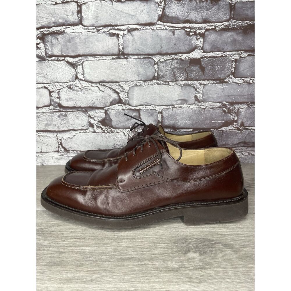PRINCIPE Brown Leather Square Toe XL Light Oxfords Lace Shoes Men Sz 10D US/43EU